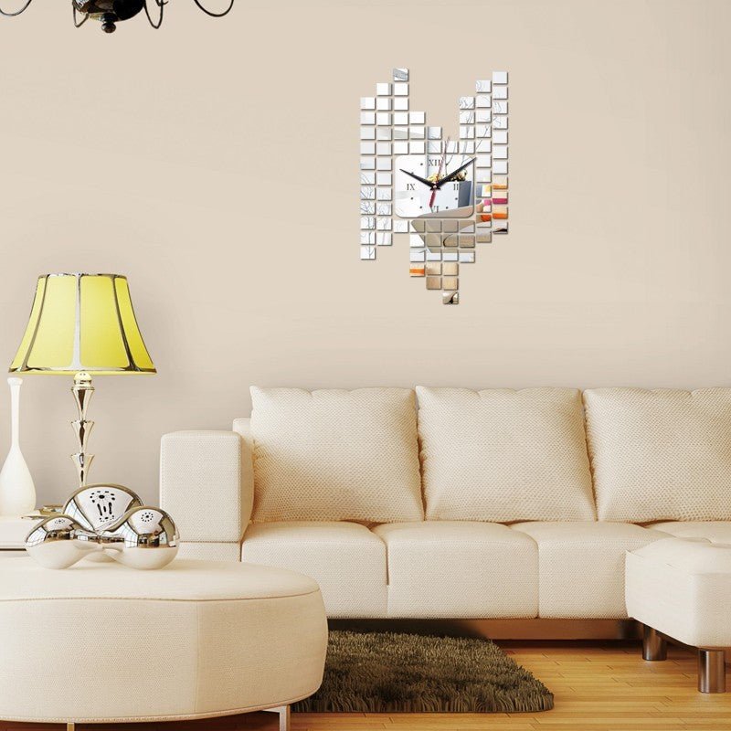 Mosaic Wall Sticker Clock Wall Decoration Digital Wall Clock - Auto Furnish