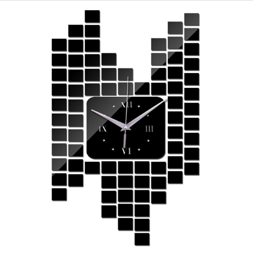 Mosaic Wall Sticker Clock Wall Decoration Digital Wall Clock - Auto Furnish