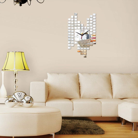 Mosaic Wall Sticker Clock Wall Decoration Digital Wall Clock - Auto Furnish