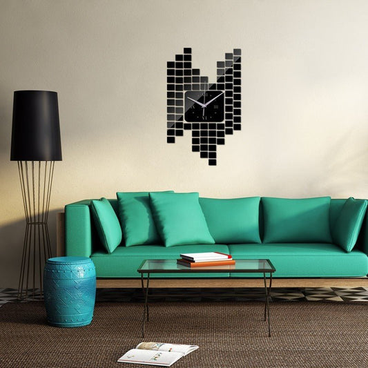 Mosaic Wall Sticker Clock Wall Decoration Digital Wall Clock - Auto Furnish